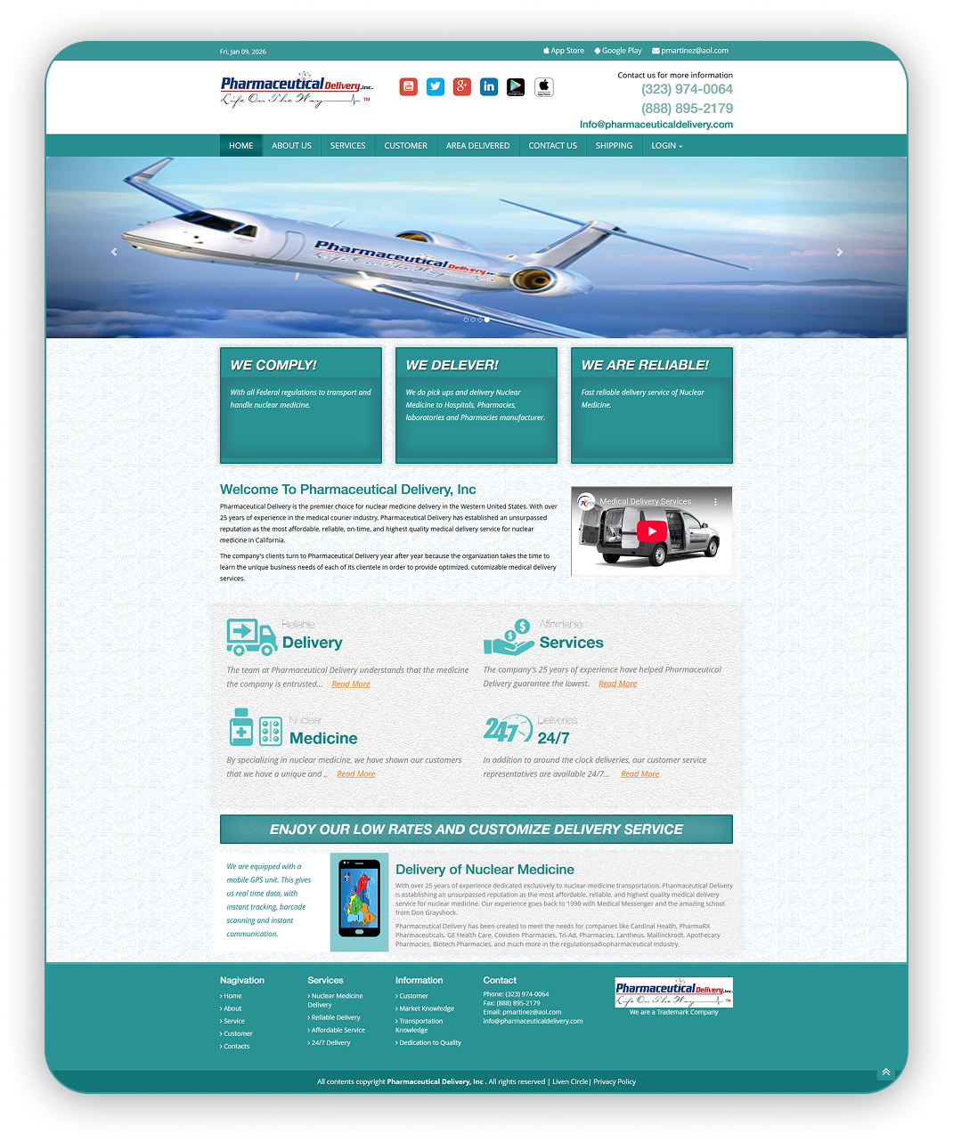 Pharmaceutical Delivery website homepage design
