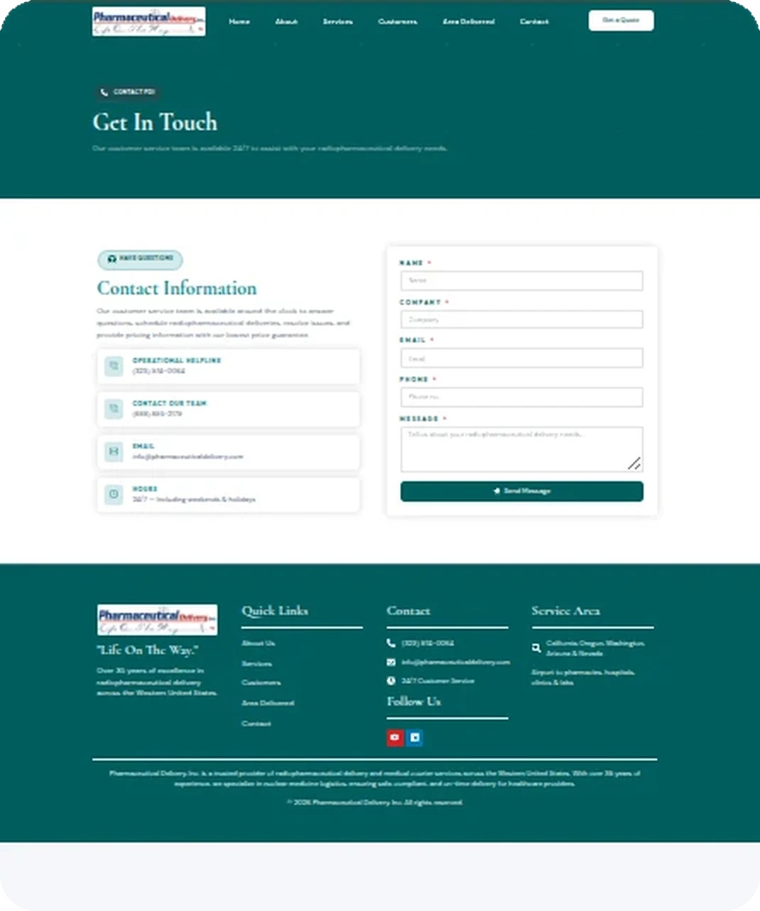 Pharmaceutical Delivery area delivered page design