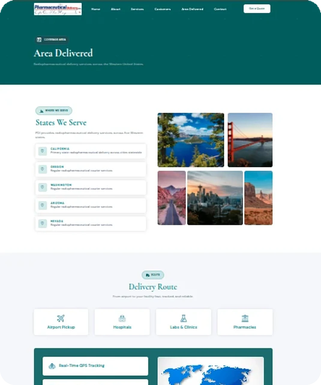 Pharmaceutical Delivery contact page design