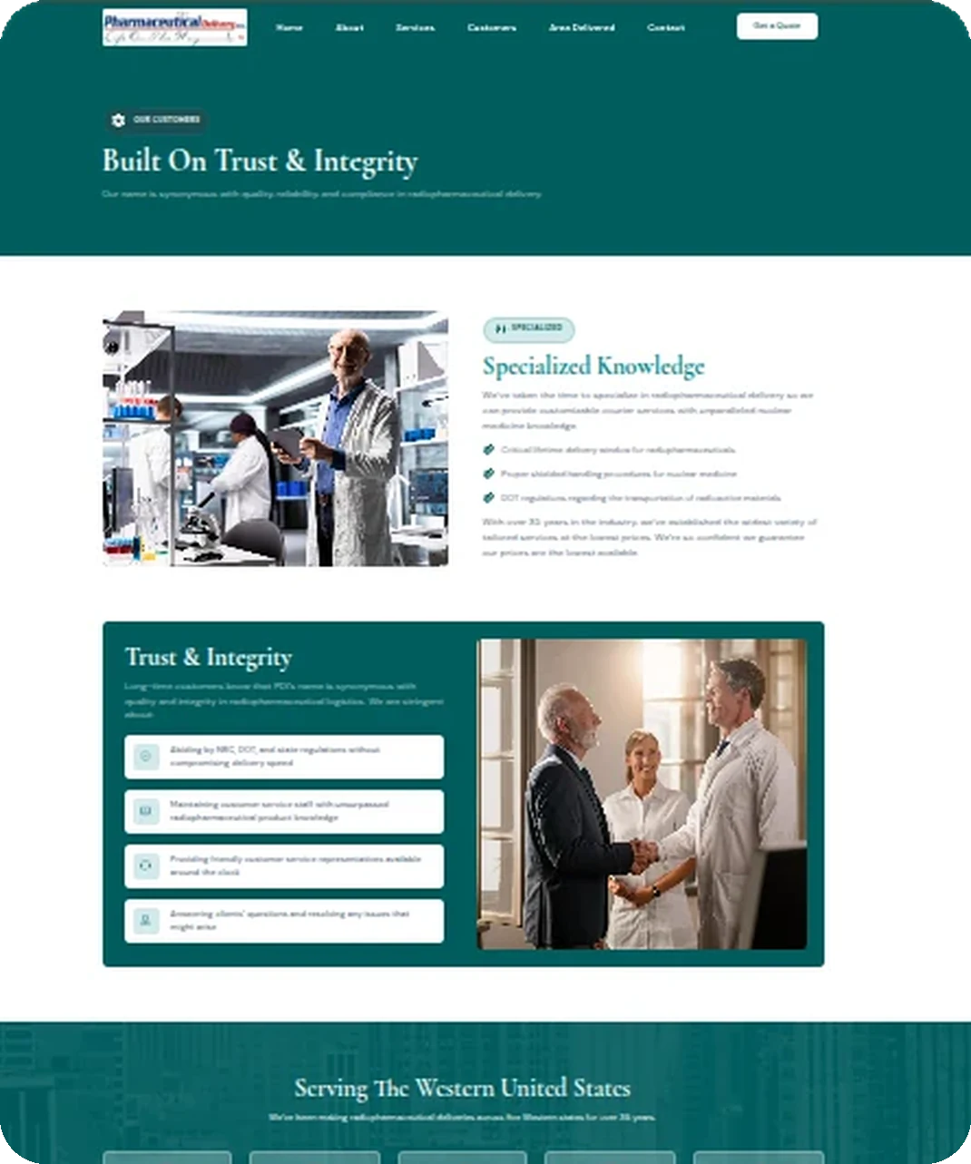 Pharmaceutical Delivery customers page design